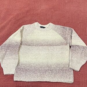 Denver Hayes Women's large Cream and lilac / light mauve  Gradient knit Sweater